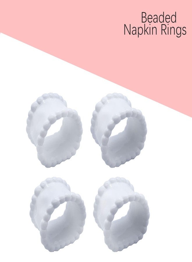 QIAOIDEA Porcelain Napkin Rings Beaded Napkin Rings for Valentine's Day, Pack 4 Bead Side Serviette Ring Buckles Round Cloth Napkin Bands for Dinner Parties, Weddings Receptions, Family Gatherings - Image 3
